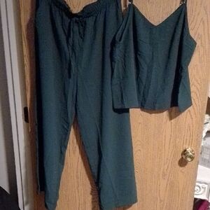 Chic Dark Green Two-Piece Set